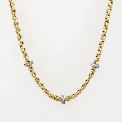 Yellow and white gold necklace with zirconia
