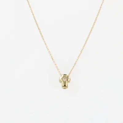 Lightweight yellow gold necklace with cross and zirconia