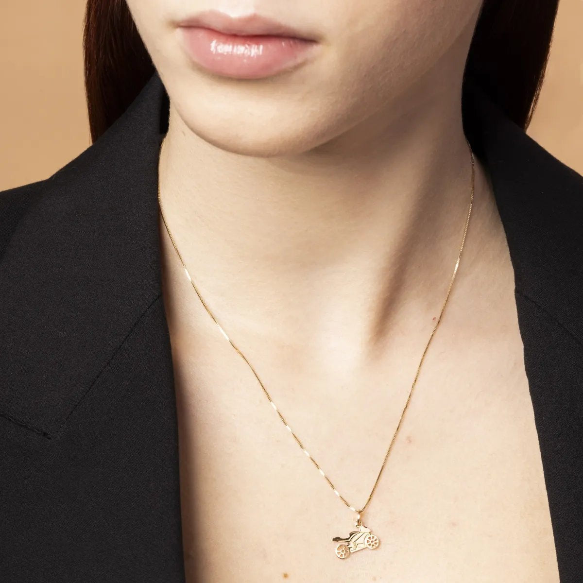 Yellow gold motorcycle pendant