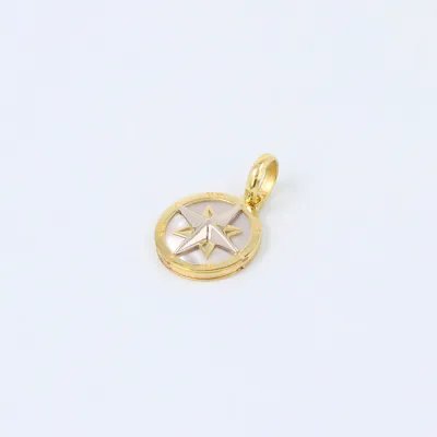 Two-tone compass pendant with mother of pearl