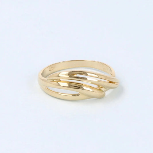 Polished yellow gold braided ring