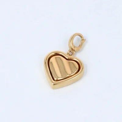 Yellow gold heart-shaped charm pendant