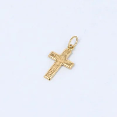 Light yellow gold cross with engraved Christ