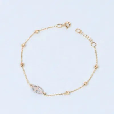 Lightweight yellow and white gold bracelet with cross