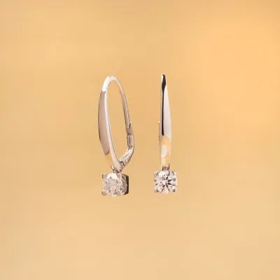 White gold classic earrings with cubic zirconia
