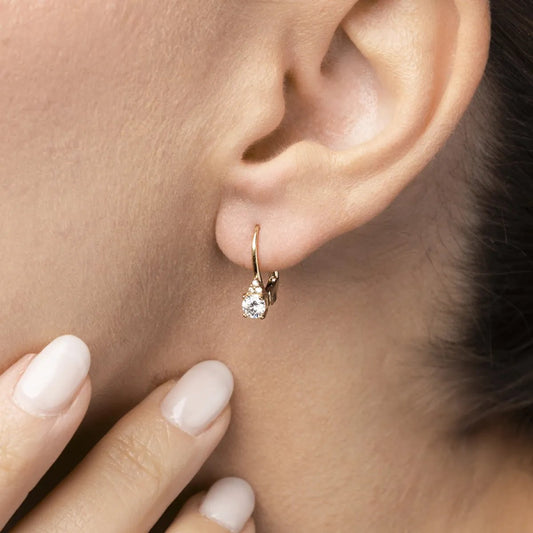 Yellow gold monachella earrings with cubic zirconia