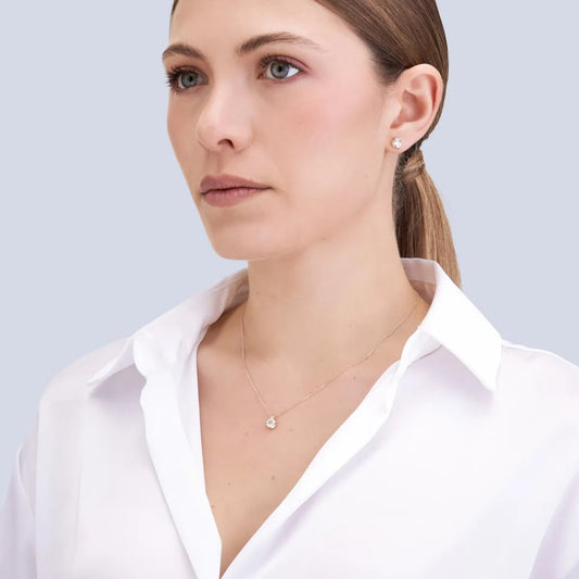 Yellow gold set (necklace + earrings) with cubic zirconia