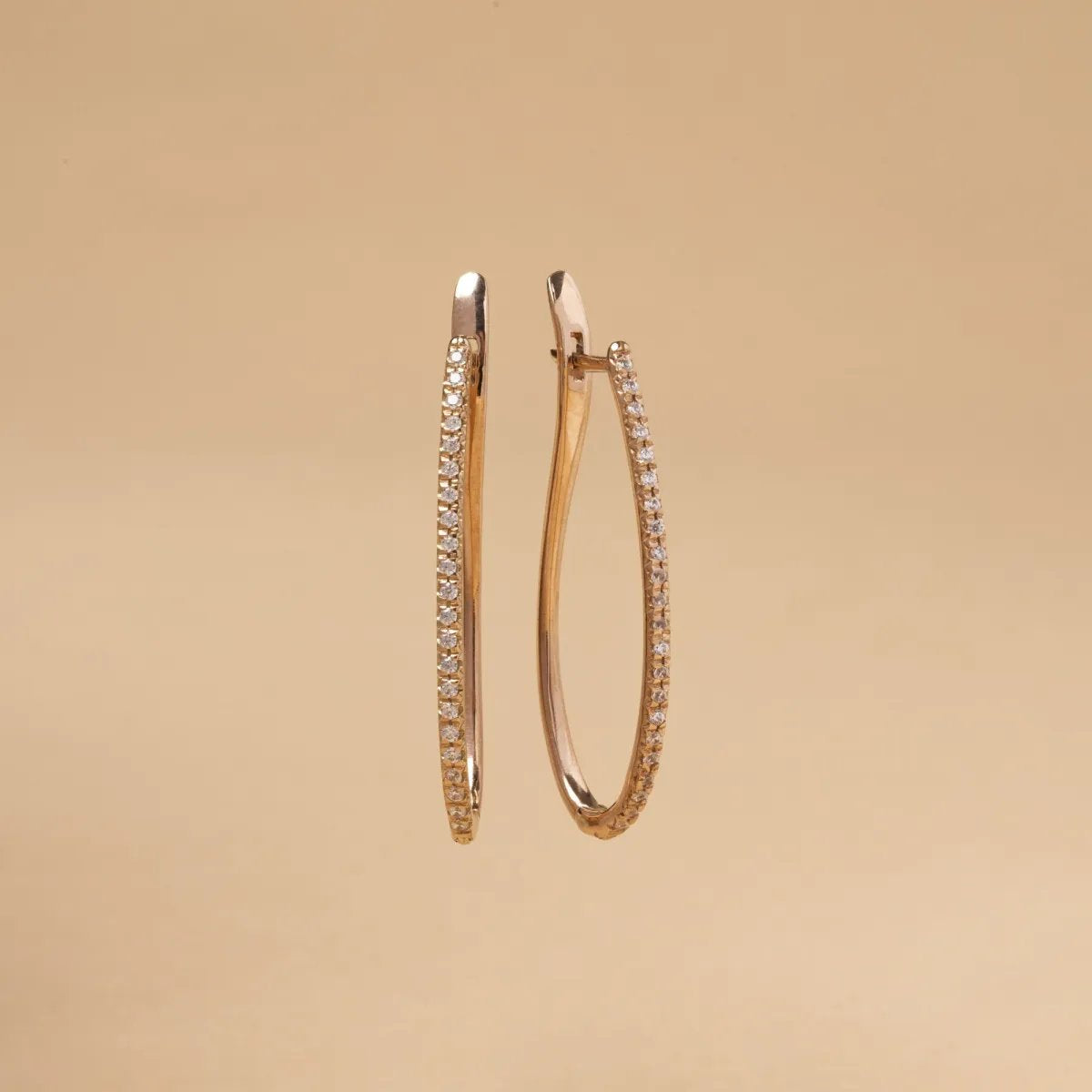 Red gold earrings with cubic zirconia