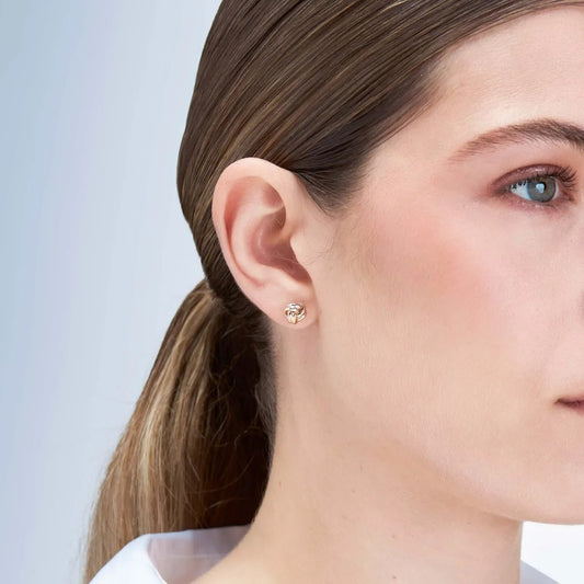 "Knot" earrings in yellow, white and rose gold