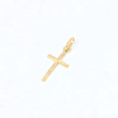 Long diamond-cut yellow gold light cross