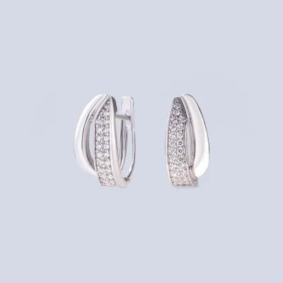 White gold earrings with zirconia pavé