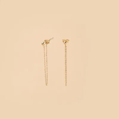 Yellow gold earrings with chain