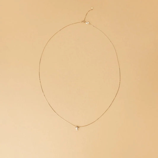 Yellow and white gold cross necklace