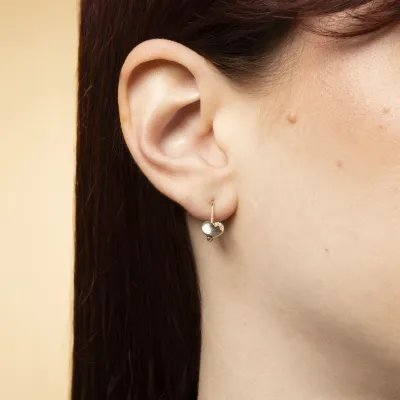 Yellow gold heart-shaped earrings with cubic zirconia
