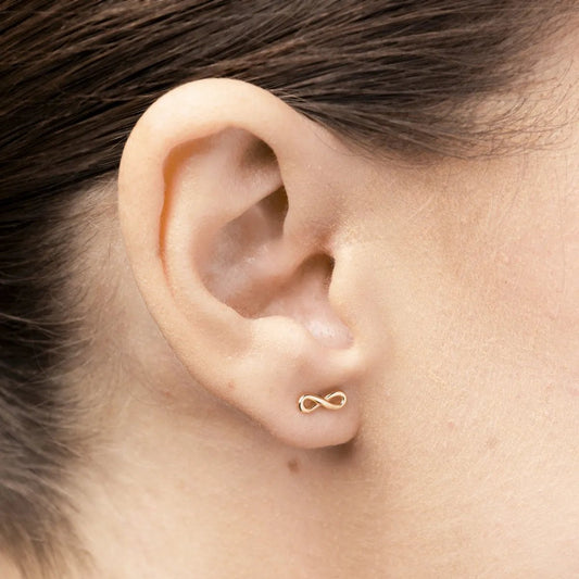 Yellow gold infinity sign earrings without stones