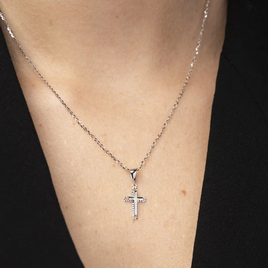 White gold small cross pendant
