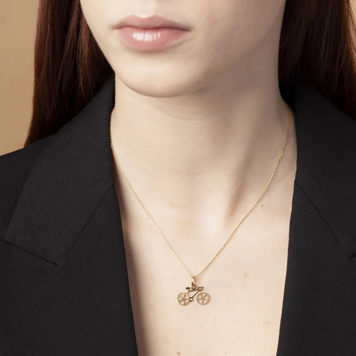 Yellow gold bicycle pendant