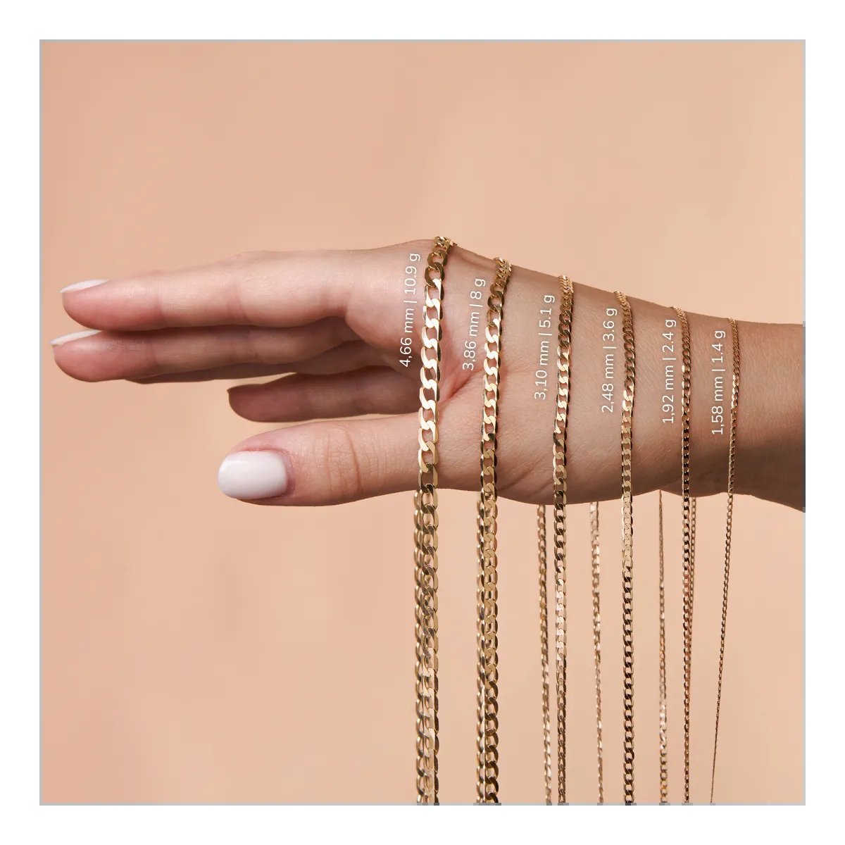 Panzer /  Flat Curb - Polished Gold Chain