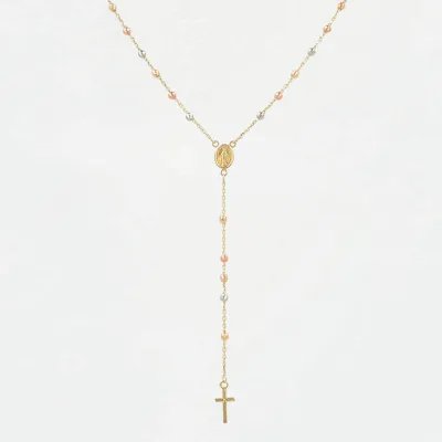 Lightweight tricolor rosary necklace with Our Lady of Medjugorje