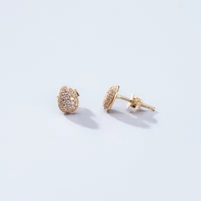 Yellow gold earrings with zirconia pavé