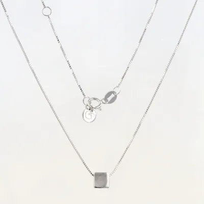 Lightweight white gold square-shaped necklace