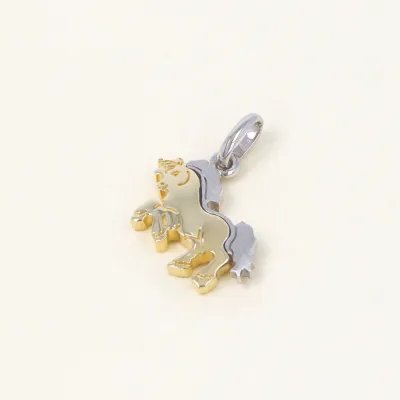 Yellow and white gold unicorn pendant