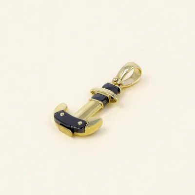 Men's yellow gold anchor pendant