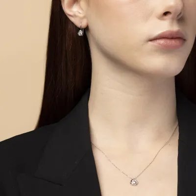 White gold set (necklace + earrings) with cubic zirconia