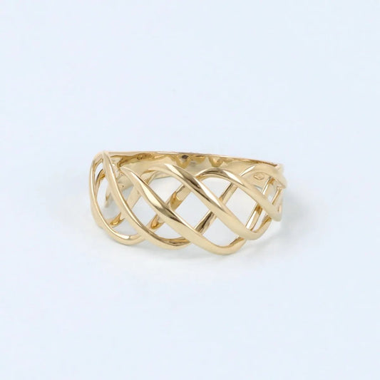 Polished yellow gold braided ring