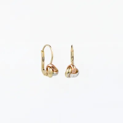 "Knot" earrings in yellow, white and rose gold