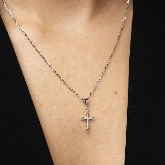Bicolor small cross pendant