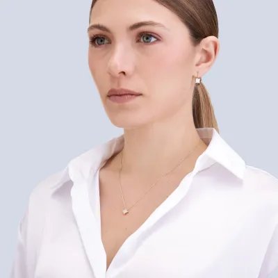 Yellow gold set (necklace + earrings) with cubic zirconia