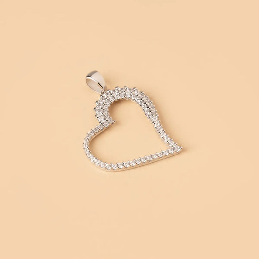 White heart-shaped large pendant with cubic zirconia