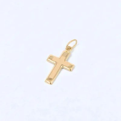 Light cross in satin-finished yellow gold