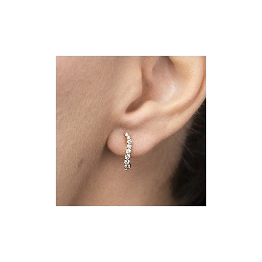 Yellow gold one line earrings with cubic zirconia