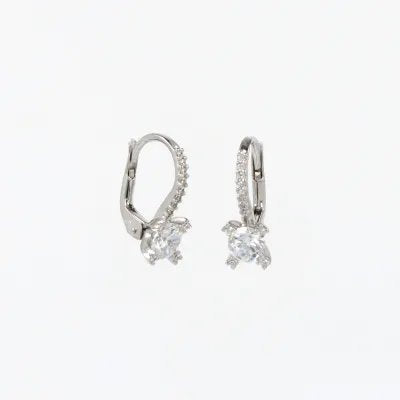 White gold leverback earrings with zirconia