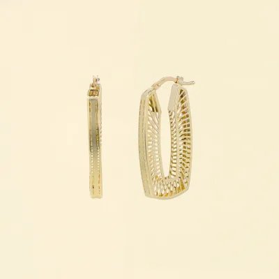 Rectangular yellow gold earrings with oblique openwork