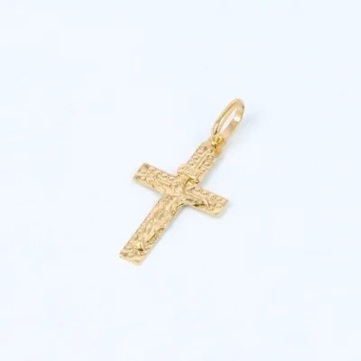Light diamond-cut yellow gold cross with Christ