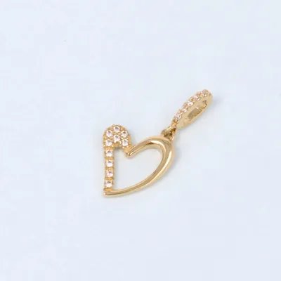 Yellow gold heart-shaped pendant with zirconia