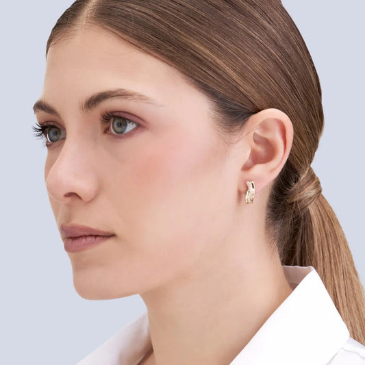 Yellow gold earrings with zirconia pavé