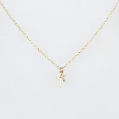 Yellow gold necklace with smooth cross and zircon cross