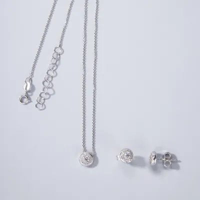 White gold set (necklace + earrings) with cubic zirconia