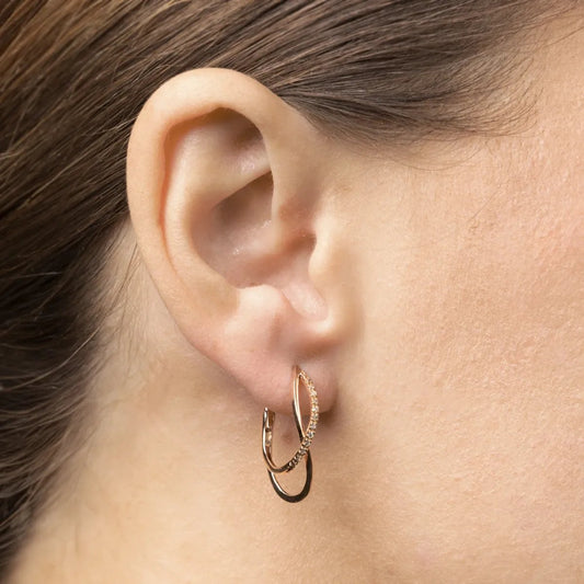 Red gold earrings with cubic zirconia