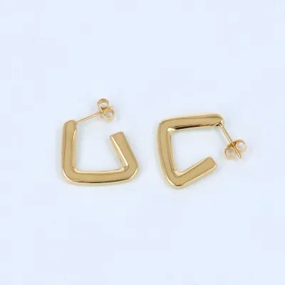Hollow yellow gold earrings