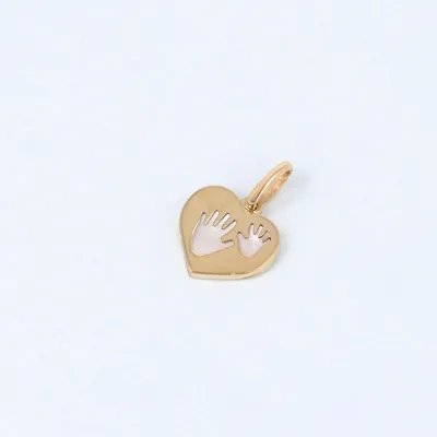 Yellow gold heart-shaped pendant with mother-of-pearl
