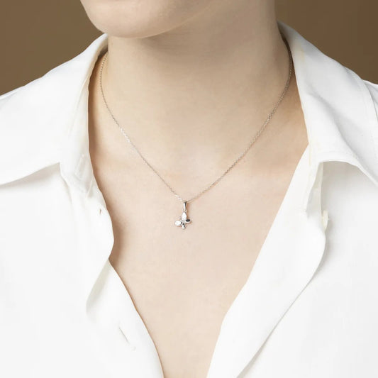 White gold pendant butterfly  with cubic zirconia