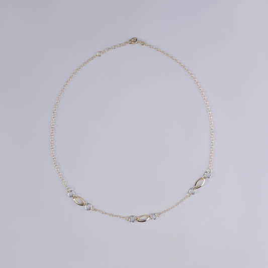 Light necklace in yellow and white gold