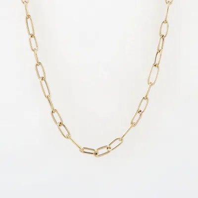 Yellow gold paperclip necklace