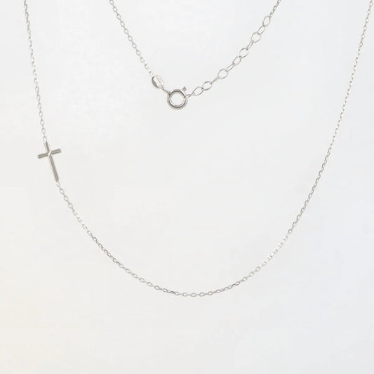 Lightweight white gold rosary necklace