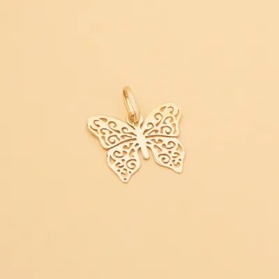 Yellow gold butterfly-shaped pendant